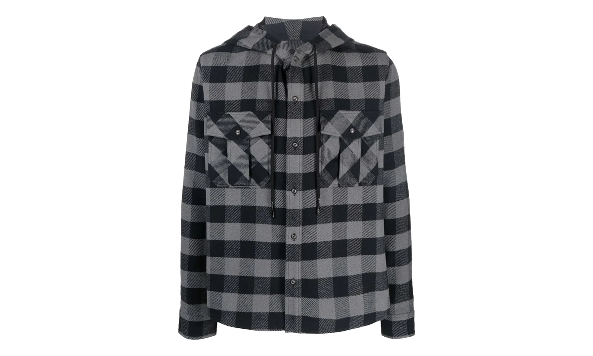 Arrow Hoodie Flannel Shirt "Black / White" OMGA125F21FAB0010501