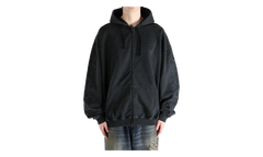 Embroidered Biker Cross Sleeves Zip Up Hoodie "Black" ME76ZU169B BLAC