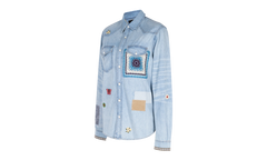 Crochet And Patch Denim Shirt "Blue" XTPS 0219