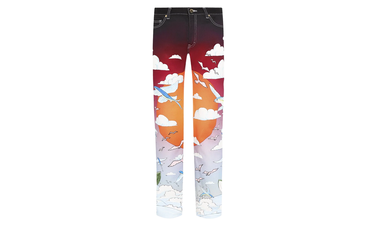 Casablanca Shell Print Denim Pants "White" MS20-TR-002