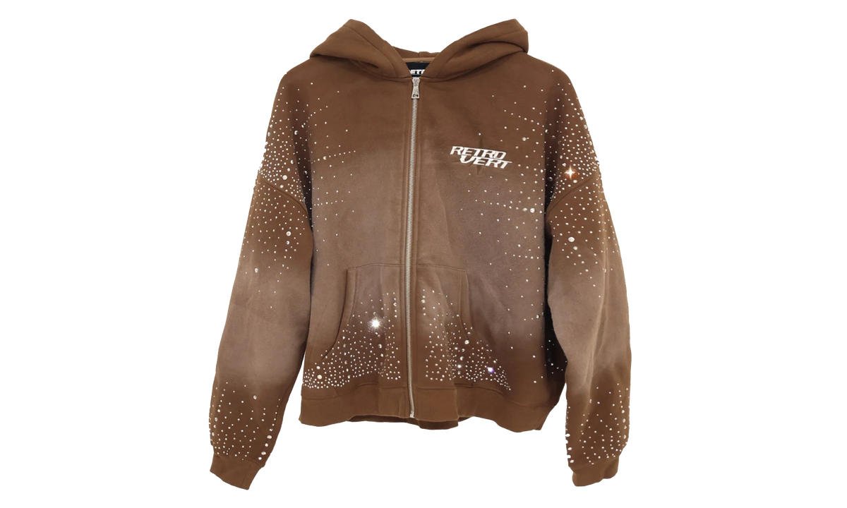 Rhinestone Zip Up Jacket "Brown" RET029