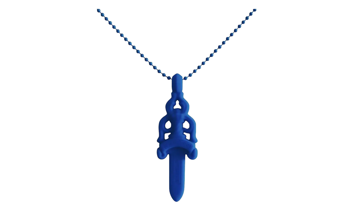 Silicone Dagger Pendant Ball Chain Necklace "Blue" CHRM0887