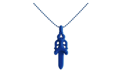 Silicone Dagger Pendant Ball Chain Necklace "Blue" CHRM0887
