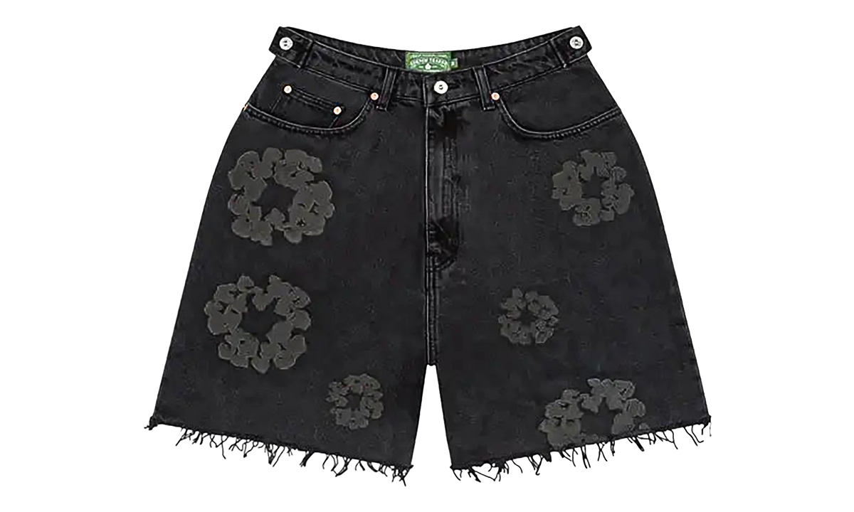 Mono Cotton Wreath Denim Shorts "Black" DT389