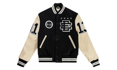 EE VARSITY LETTERMAN WOOL/LEATHER JACKET "Black/Black" EE827