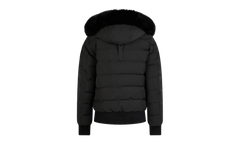 Ladriere Shearling Trim Bomber Jacket "Black / Black" M39LB015 BLK W BLK