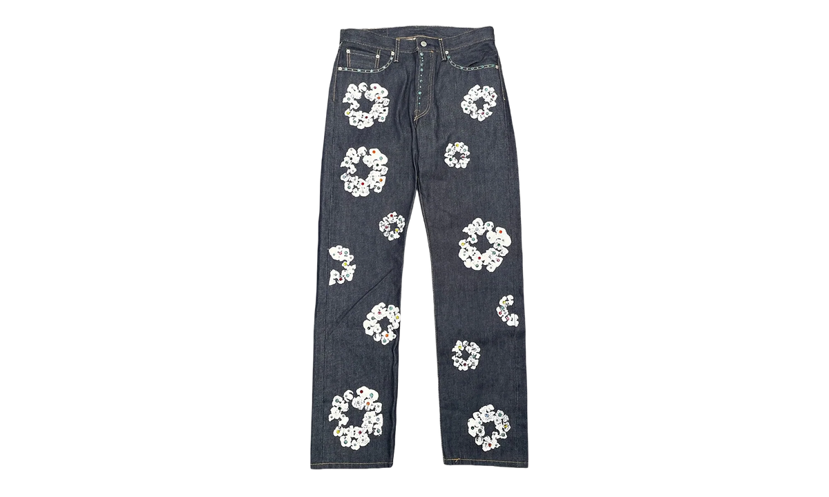 Levi's 501 Rhinestone Cotton Wreath Logo Jeans "Selvedge - Indigo / White" DT295