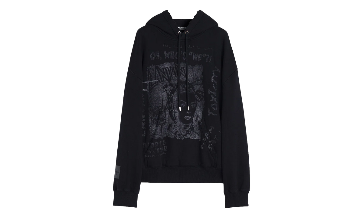PRINTED KNIT HOODIE "Black" RU HO0005 J117 P24 10