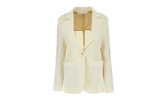 Side Stripe Detailed Blazer Suit Jacket "Cream" PWEN013F23FAB001