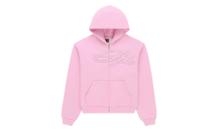 Rhinestone Script Zip Hoodie "Light Pink" SP5der349
