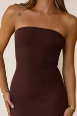 BASE Luxe Rib The Ultimate Strapless Midi Dress Chocolate