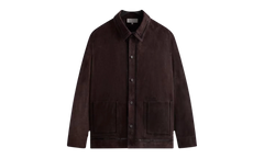 Ladder Stitch Suede Boxy Collared Overshirt "Brown" khm032333 244