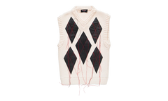 Magliano Leather Argyle Knit Vest "Raw White" S71HA1373D13169102