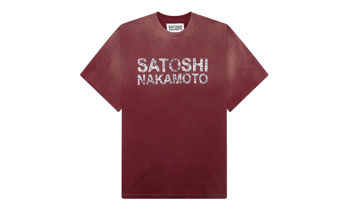 Pearl Studded Logo Tee "Burgundy" SAT004