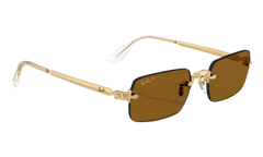 Ray-Ban Rimless "A$AP Rocky - Polished Arista Gold with Dark Brown Polarized Lens" RB3928 001 83