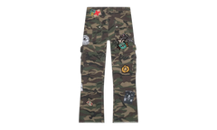 Patchwork Flared Cargo Pants "Camo Green" GS096
