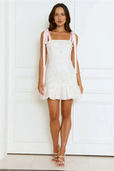 Blossom Embellish Mini Dress Cream