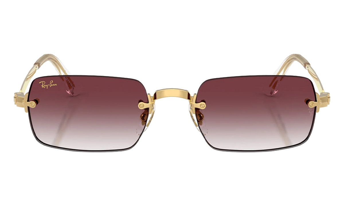 Ray-Ban Rimless "A$AP Rocky - Polished Arista Gold with Clear Gradient Dark Violet Lens" RB3928 001 8H