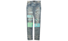 Quilted Art Patch Jeans "Clay Indigo" MDS066 408