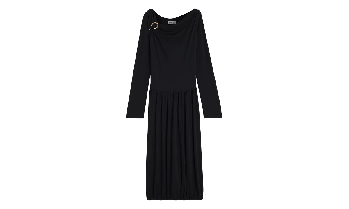 DRAPED MIDI DRESS WITH BROOCH "Black" RW DR0004 4792 P23_10
