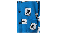 Cards Intarsia Cardigan Sweater "Blue" S0M05108WC BLU