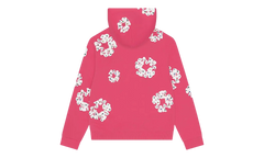 Rhinestone Cotton Wreath Zip Hoodie "Pink" DT510
