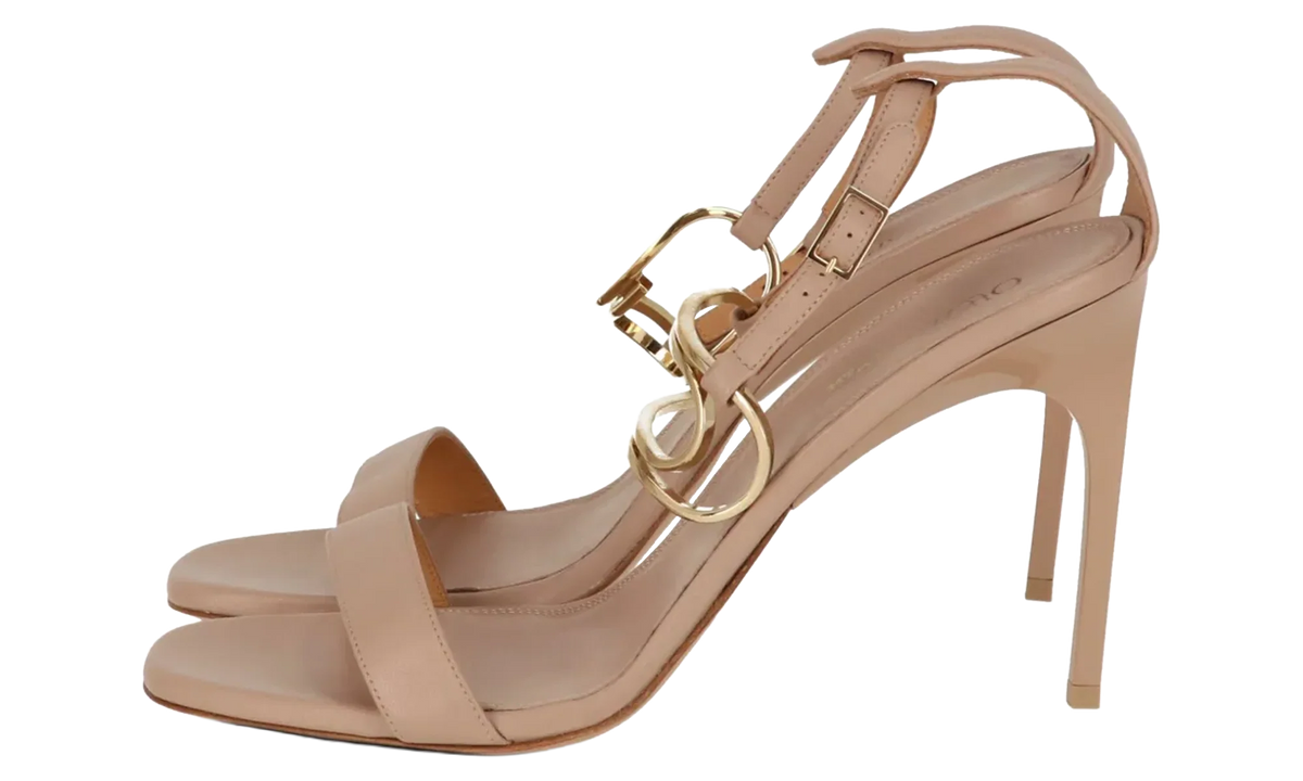 Gold Paperclip Leather High Sandal WMNS "Gold" OWIH045S23LEA0016176