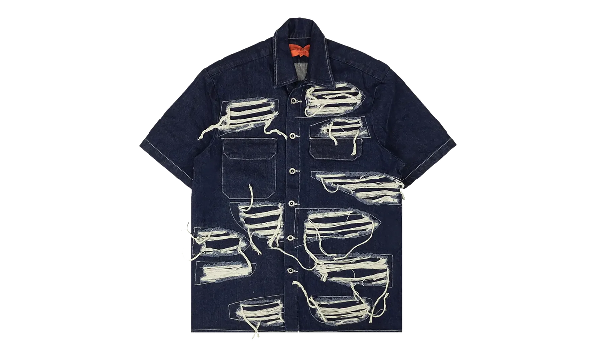 Distressed Denim Short Sleeve Shirt "Blue" 2637 100000104DWS BLUE