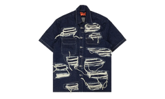 Distressed Denim Short Sleeve Shirt "Blue" 2637 100000104DWS BLUE