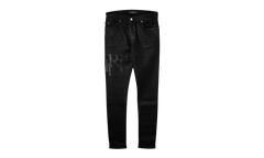 Staggered Leather Patch Jeans "Waxed Black" AWNSY1084 001
