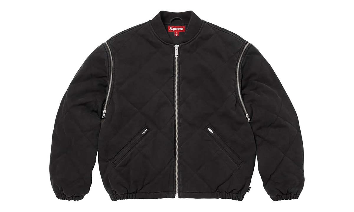 Zip-Off Sleeve Quilted Bomber Jacket "Black" SU26991
