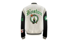Boston Celtics Wool & Leather Old English Varsity Jacket "White" NBA BOS CEL 101