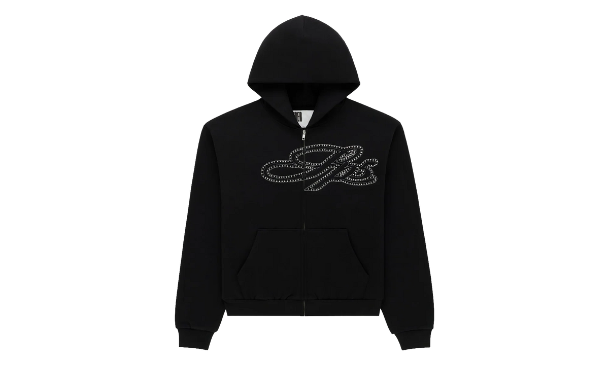 Rhinestone Script Zip Hoodie "Black" SP5der351