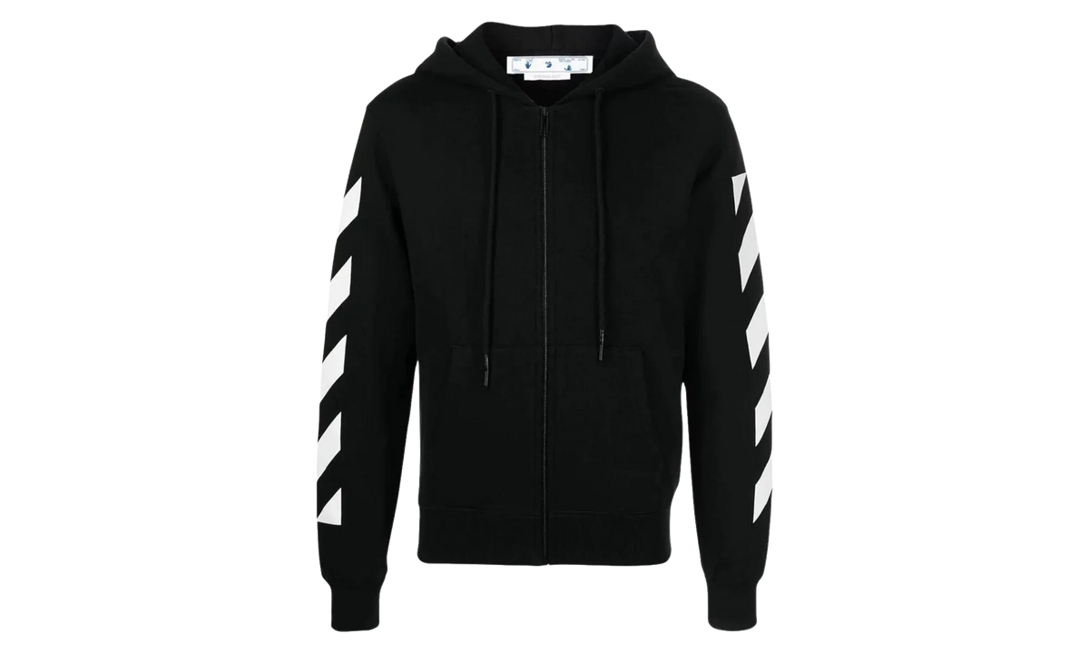 Diag Arrow Knit Zip Hoodie "Black / White" OMHA080C99KNI0011001