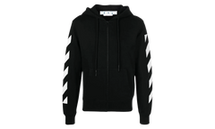 Diag Arrow Knit Zip Hoodie "Black / White" OMHA080C99KNI0011001