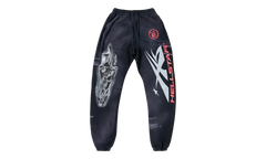 Airbrushed Skull Flare Bottom Sweat Pants "Midnight Dye Black" HSR196