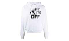 Oversized Fit World Catepillar Print Hoodie "White / Black" OMBB037R21FLE0090110