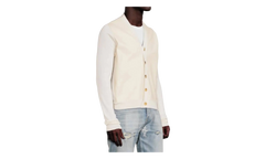 Leather Front Cardigan "Alabaster" MKF007 271
