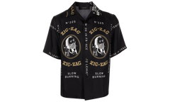 Zig Zag Rolling Paper Button Down Shirt "Black" SS22MSS012_Black