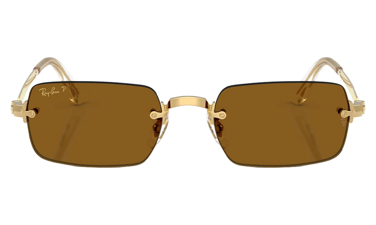 Ray-Ban Rimless "A$AP Rocky - Polished Arista Gold with Dark Brown Polarized Lens" RB3928 001 83