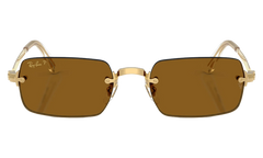 Ray-Ban Rimless "A$AP Rocky - Polished Arista Gold with Dark Brown Polarized Lens" RB3928 001 83