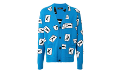 Cards Intarsia Cardigan Sweater "Blue" S0M05108WC BLU