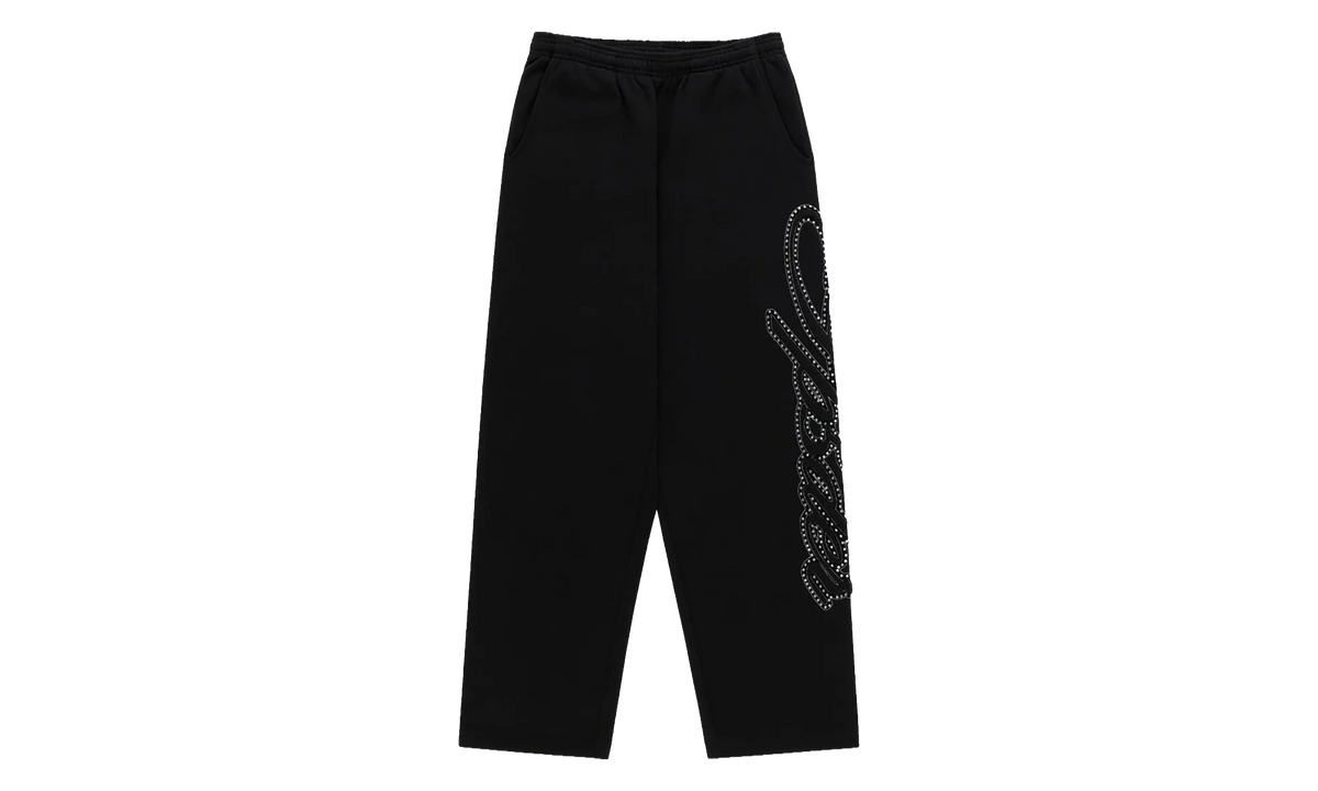 Rhinestone Script Wide Leg Sweatpants "Black" SP5der352
