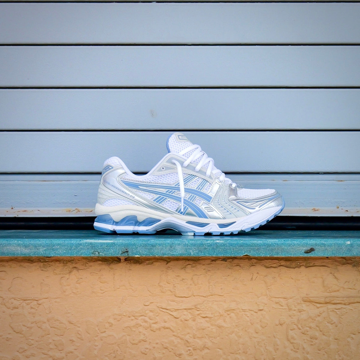 Mens Asics Gel-Kayano 14 (White/Light Navy)