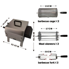 360° Auto-Rotate Portable Rotisserie Charcoal Grill