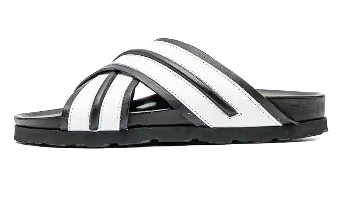 Criss-Cross Slip-On Sandals "Black/White" 231695M234013