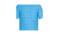Tonal Letter Button Up Short Sleeve Shirt "Blue" 1A8XBP