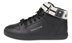 Hightop Strapped Sneakers "Black" PMIA077F22LEA0011010
