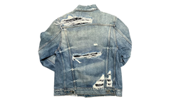 Bandana Distressed Denim Jacket "Indigo Black" ABBDJB