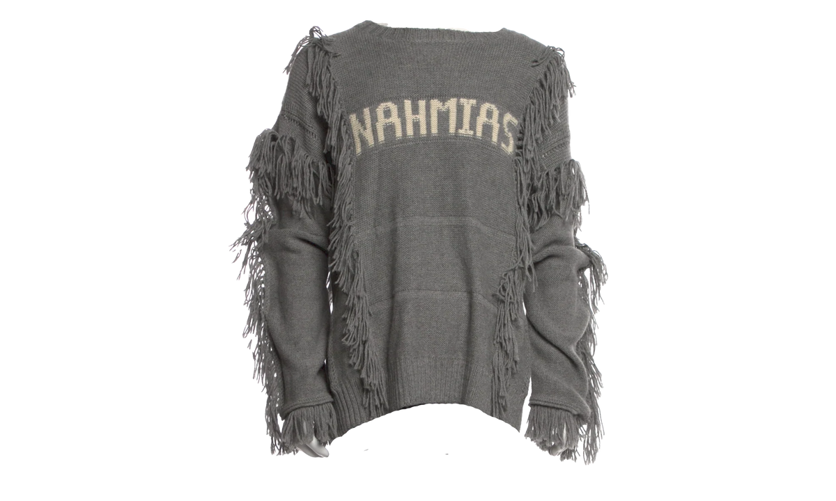 Crewneck Poncho Fringe Sweater "Grey" AW23 KW5 T16G1 020